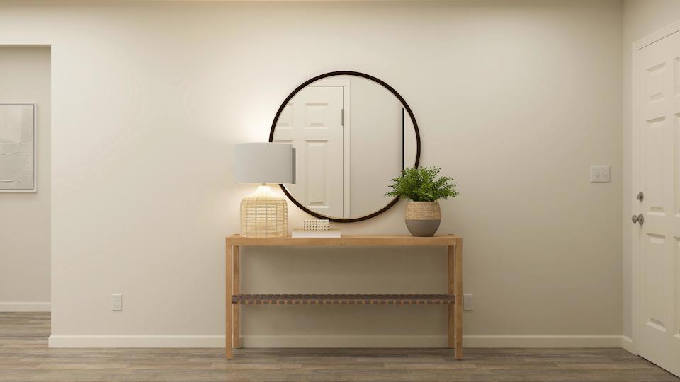 A mirror on a table.