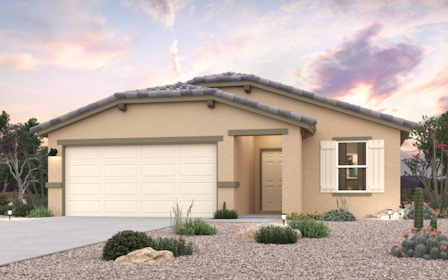 A house with a gravel driveway.