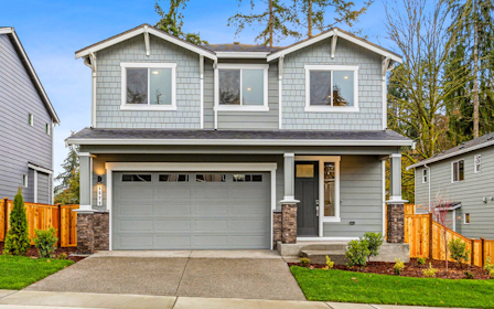 A house with a garage.